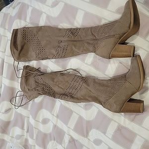 Tan over the knee boots size 6